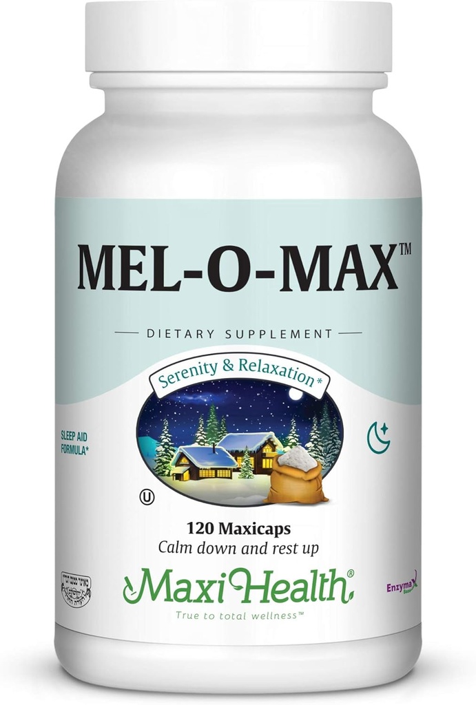 Maxi Health Mel- O- Max - Melatonin - med Valerian Root - Sovehjælp - 120 kapsler - Kosher