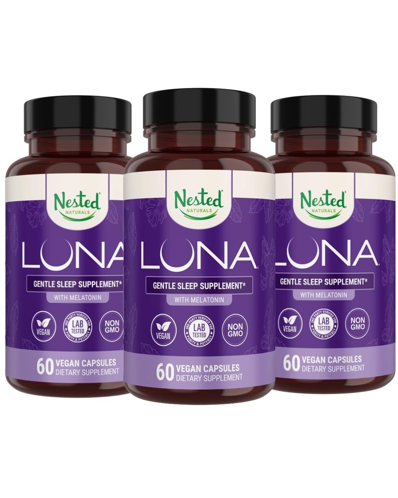 Nested Naturals Luna Herbal Sleep Supplement med Melatonin, Valerian Root, Kamille
