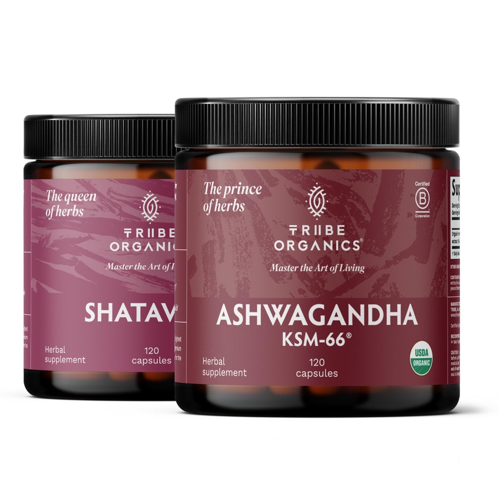 TRIBE ORGANICS Hormonal Wellness Duo - Ashwagandha & Shatavari Capsules - Understøtter kvinders wellness og balance