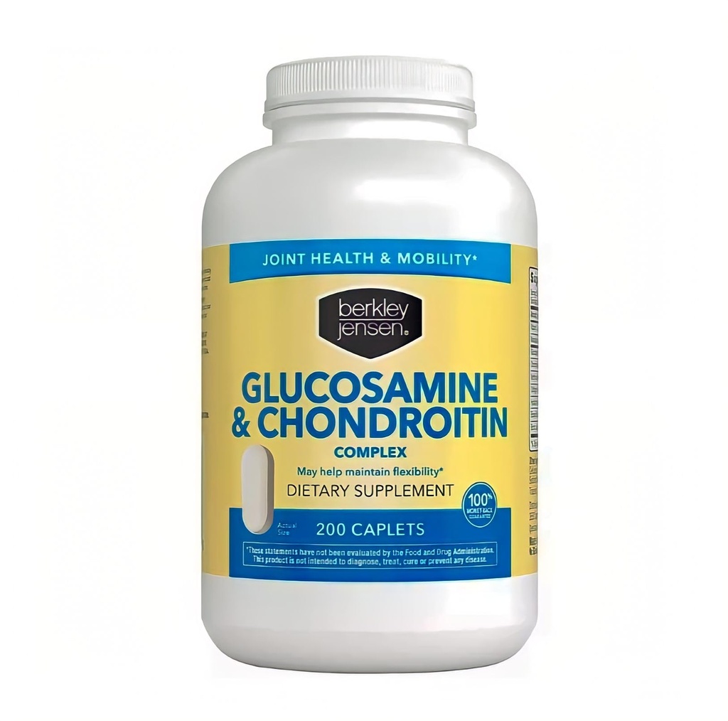 Berkley Jensen Glucosamin Chondroitin MSM Boswellia Complex - Triple Strength Advanced Dietary Supplement for Joints, Ligaments, Tendons, Bones, Connective Tissue Support, 200 Caplets (pakke med 1)