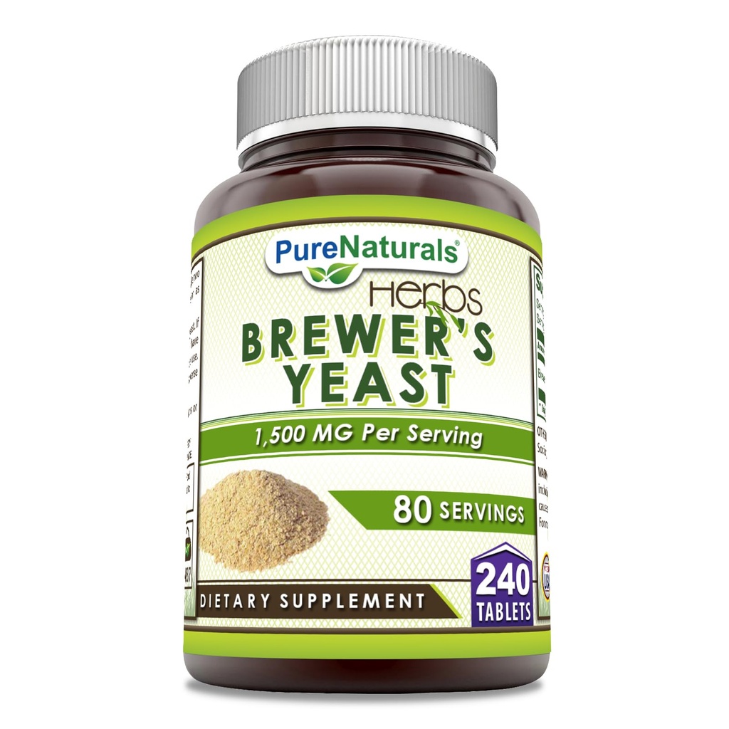 Pure Naturals Brewer's Yeast Supplement | 1500 Mg per Serving | 240 Tablets | Non-GMO | Gluten-Free | Made in USA