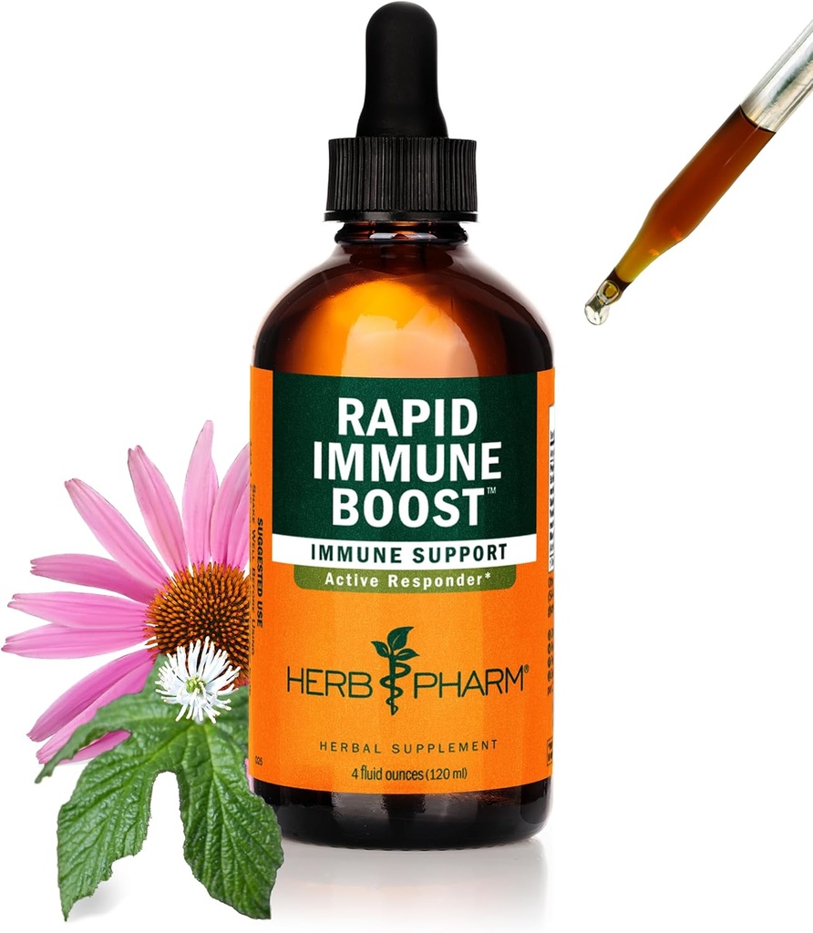 Herb Pharm Organic Rapid Immunitet Boost: Fast- Absorbing Tinktur for voksne, Echinacea tinktur med Goldenseal, Ginger Extract & Elderberry, Immunitet Support & Wellness Aid, 4 Oz