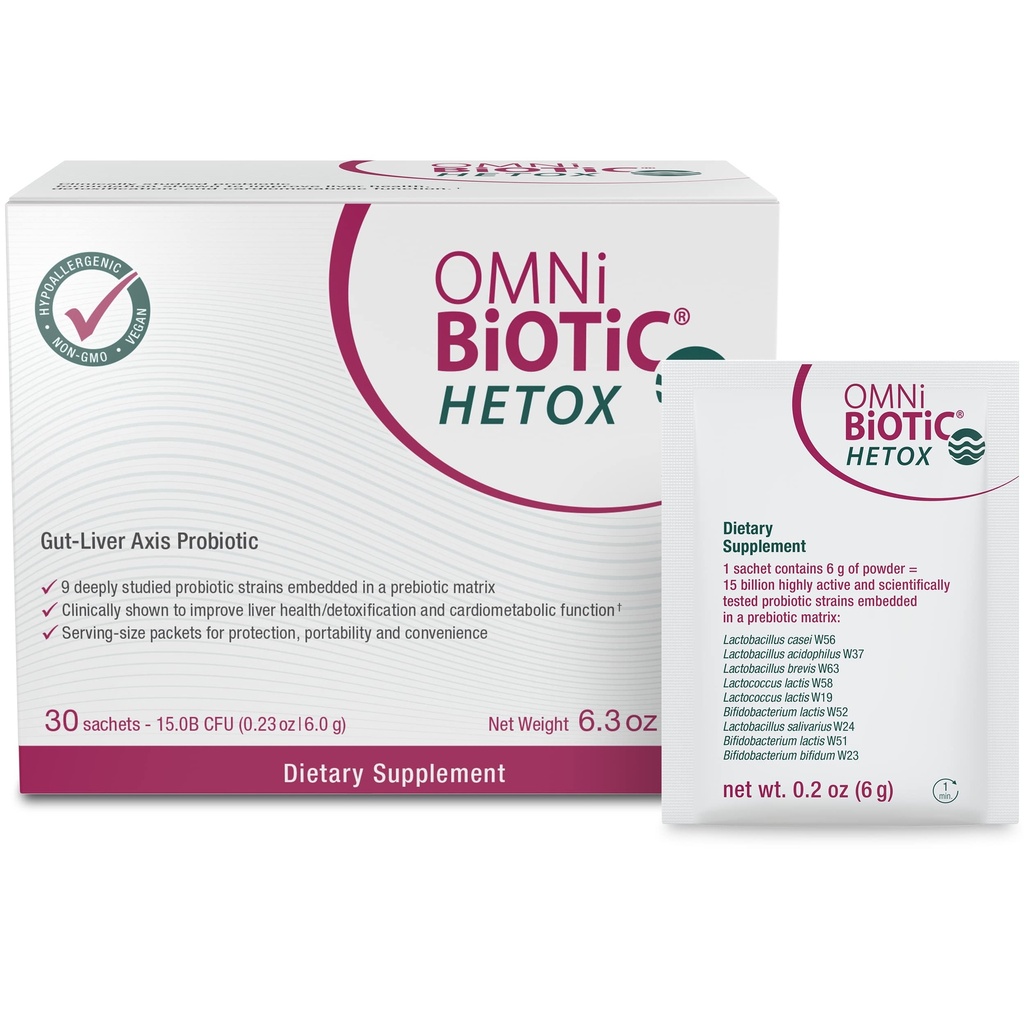 OMNi BiOTiC HETOX Probiotisk leverdetox - Bifidobacterium & Lactobacillus probiotisk supplement - Hypoallergen Gut- Lever Support - Non- GMO Detox Rengøring for mænd og kvinder