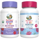 MaryRuth 's Gummies for Kids- USDA Organic Multivitamin (blandet berry & cherry), & Magnesium Calm (Hibiscus) - 124; Ingen Gelatine!