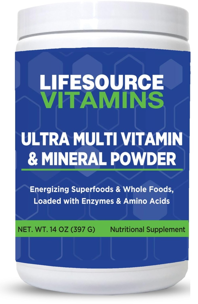 LifeSource Vitaminer Ultra Multi Vitamin & Mineral Powder - Hele fødevarer baseret - 30 dages forsyning