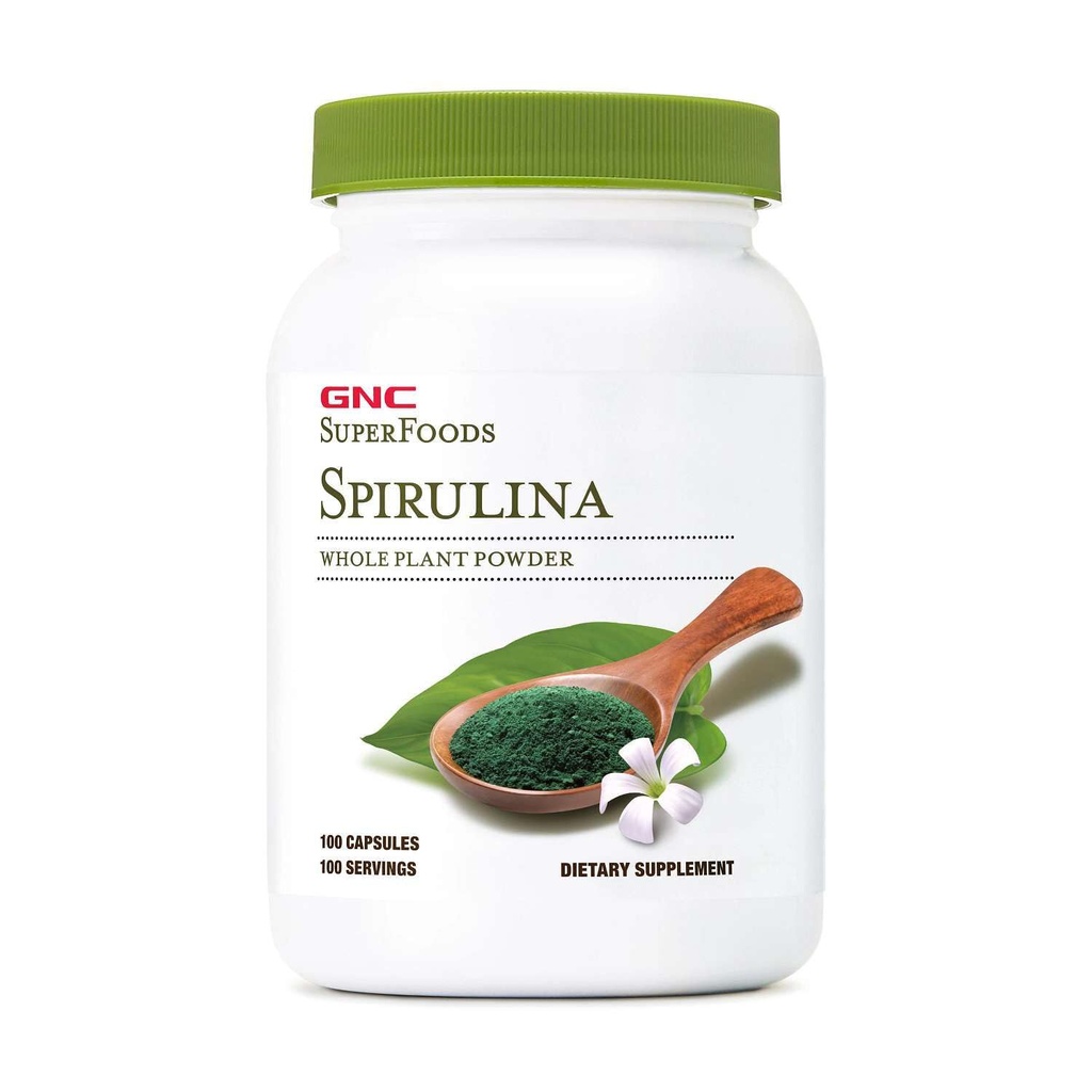 GNC SuperFoods Spirulina Whole Plant Powder Kapsler, 100 Kapsler, 100 Servere