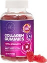 Collagen Peptider Gummies med 2500 mcg biotin - Hydrolyzed Protein Type I & III Multi Collagen tillæg med C-vitamin & zink - Støtte til hår, hud, negle, Tasty Pomegranate Flavor - 120 Gummies