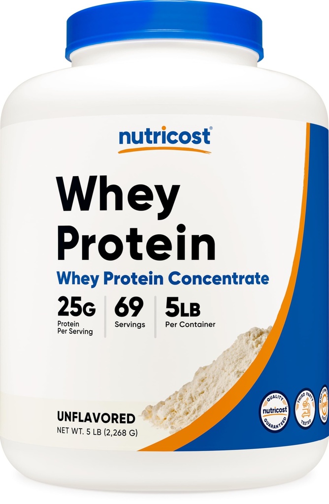 Nutricost Whey Protein Powder, Unflavored, 5 pounds - from Whey Protein Concentrat