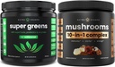NutraChamps Super Green Unflavored & Super Mushrooms: Ultimate Brain, Gut & Body Boost