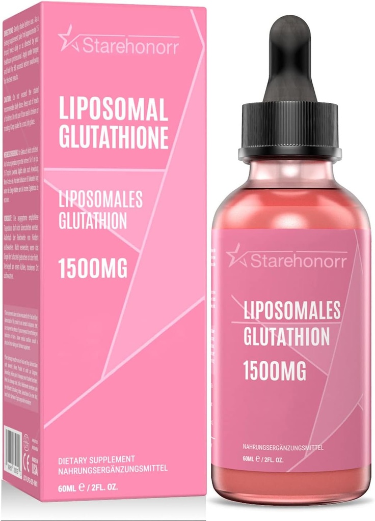 Liposomal Glutathion Liquid 1500 mg, Reduceret Glutathion Supplement, 2, 02 oz
