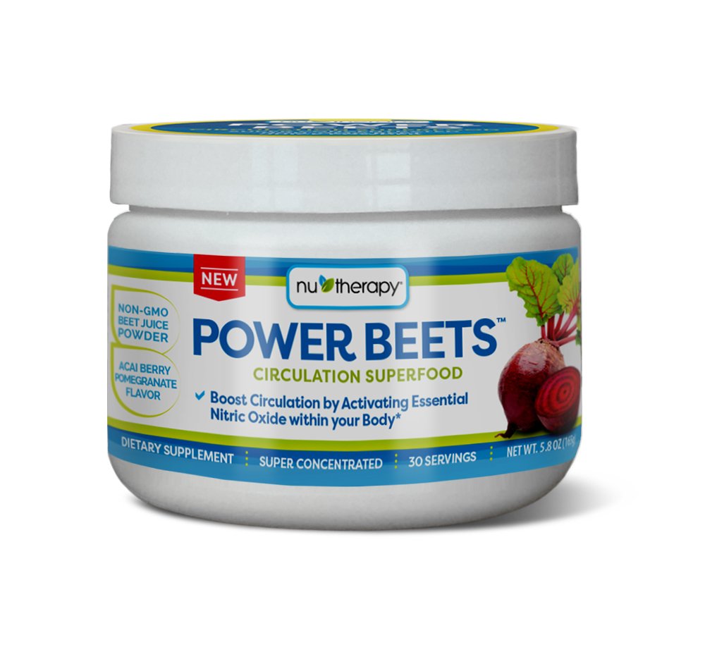 Nu- Therapy Power Beets - Super koncentreret cirkulation Superfood - Kosttilskud - Lækker Acai Berry Pomegranate Flavor - Non- GMO Beet Juice Powder - 30 Servering, rød, 5,8 Ounce (Pack of 1)