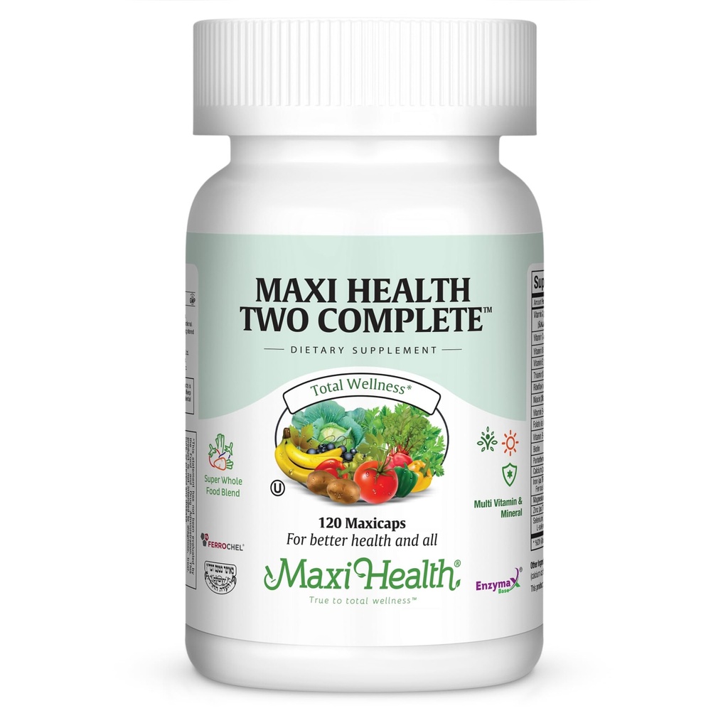 Maxi Health Two Complete - Multivitaminer og mineraler - Fuld styrke - 120 Kapsler - Kosher