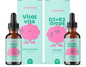 JoySpring D-vitamin drops til tandlæger til støtte vækst og daglige multivitamin med Burdock Root & Elderberry til børn immunbooster