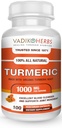 Vadik urter Økologisk gurkemeje Curcumin 1000 mg 10%; (100 vegicaps) 12%; Fremstillet i USA 125%; Trusted siden 1971