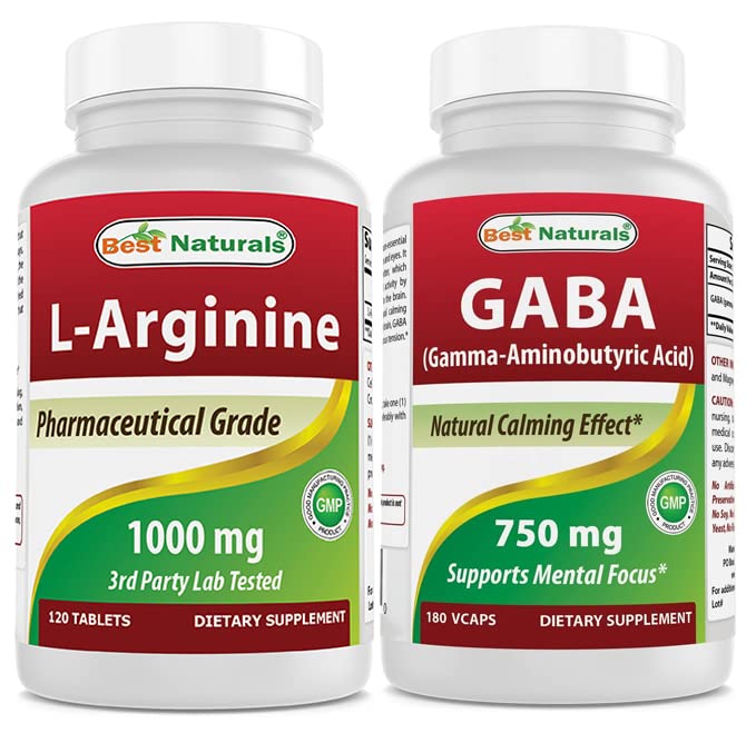 Bedste Naturals L- Arginin 1000 mg & GABA Supplement 750mg