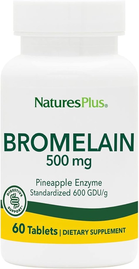 Natures Plus bromelain - 500 mg - Natural Proteolytic Supplement - 60 Vegetariske tabletter (60 Servere)
