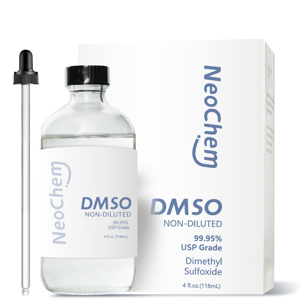 Dimethyl Sulfoxide (DMSO) 99.95% Pure Liquid | 4 oz. DMSO Non-diluted | Undiluted & Odorless, Contained in Premium Glass Bottle