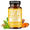 Adaptogenic Wellness Blend Capsules – Ashwagandha, Turmeric, Rhodiola, Ginger, Black Pepper, Stress Relief, Mood, Inflammation, Vegan, Non-GMO, Gluten-Free, 60 Capsules