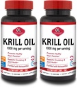 Olympian Labs Antarctic Krill Oil, 1000mg Caps med Astaxanthin, Omega-3, EPA, DHA, Immun, Joint & Brain Support, 60 Softgels (Pack of 2)