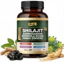 Shilajit Ashwagandha Capsules – 8 in 1 Adaptogen Complex for Energy, Focus & Stress Support with Rhodiola Rosea, Panax Ginseng, Cordyceps – Natural Herbal Supplement | 60 Vegan Capsules