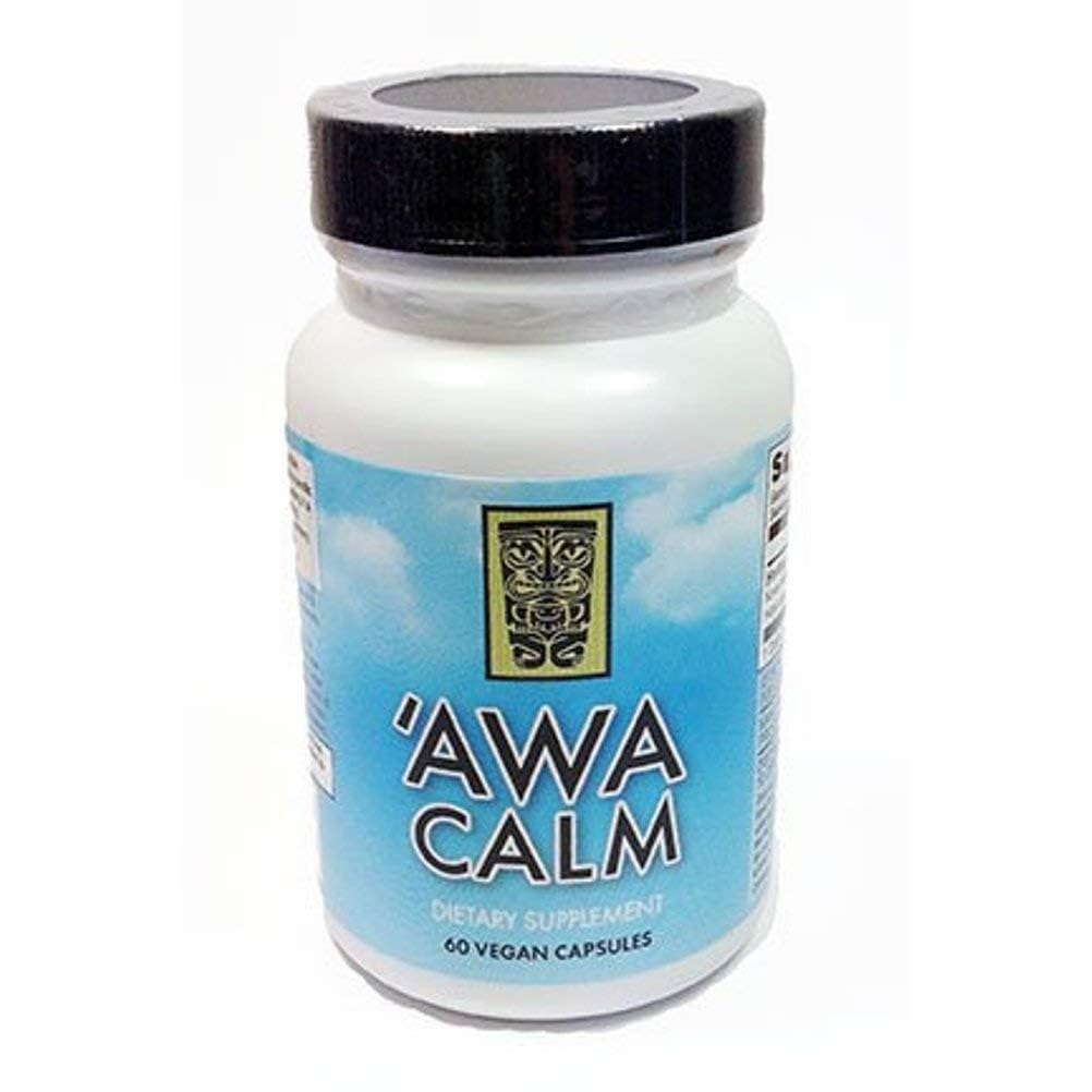 'Awa Calm Capsules - Kava- baserede urtebundte tillæg med 30% Kavalatone, Calamus Root, Passion Flower, Lemon Balm & Hums (120 kapsler)
