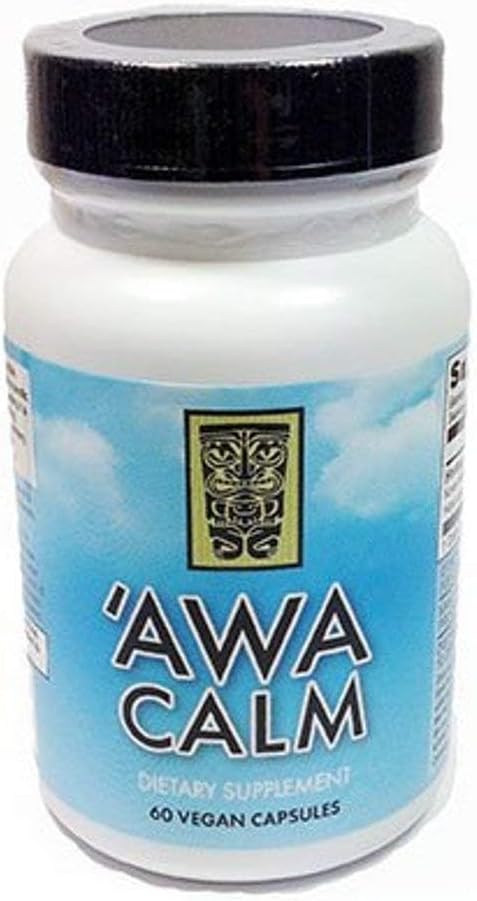 'Awa Calm Capsules - Kava- baserede urtebundte tillæg med 30% Kavalatone, Calamus Root, Passion Flower, Lemon Balm & Hums (120 kapsler)