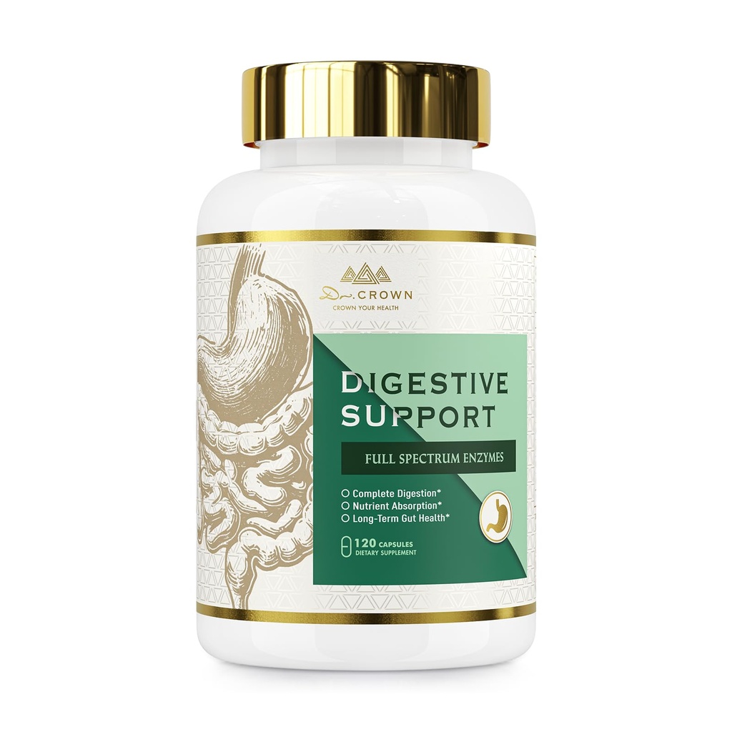 Digestive Enzymes Supplement, Herbal Complex with DGL and Slippery Elm | Contains 15 Enzymes Including Papain, Bromelain & Lipase for Bloating Gas & Multiple Food Intolerances - 120 Capsules