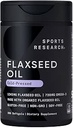 Sport Forskning Flaxseed Oil Softgels 1242mg - Plant Based Omega 3 Supplement for kvinder & mænd - Non- GMO Verified, Soy & Gluten Free (200 Greve)