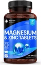 Magnesiumtilskud 500mg Magnesium- og zinktilskud - Høj Absorption Magnesiumoxid & zink - Muskelknogler og sund immunfunktion - Vegan, ikke- GMO, Glutenfri - 120 Let at synke tabletter