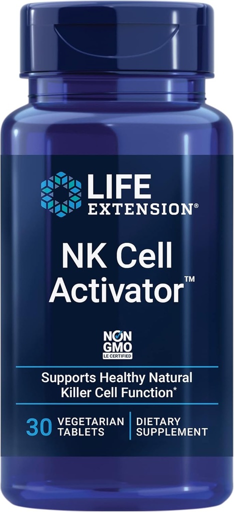 Life Extension NK Cell Activator ™, Immunstøtte, Natural Killer Cell Aktivitet, enzymatisk modificeret risklan, Non- GMO, Vegetar, 30 tabletter