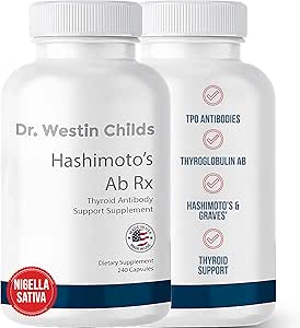 Dr. Westin Childs Hashimotos Ab Rx - Rx 124; Organic Black Cumin Seed Nigella Sativa for immun, Thyroid Antibody Support, fordøjelse, TPO & Thyroglobulin, Omega 6, 7, 8, Thymoquinon, Selenium - 120 ct