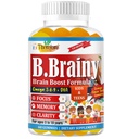 B.Brainy Focus Gummies for Kids & Teens, Kids Focus and Attention Supplements, Brain Focus Vitamins, Vegan Omega 3 EPA/DHA, Support Memory, Clarity, Concentration, Low Sugar 60 Gummies