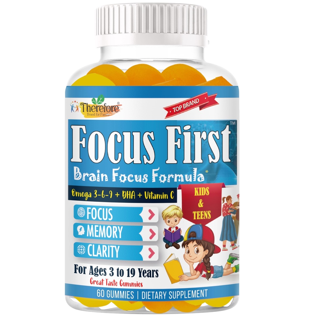 Focus First Focus First Kids Omega 3 DHA Gummies for Brain Support – Focus Supplement for Kids & Teens, Kids Vitamin Gummies for Daily Nutrition, Vegan Non-GMO, Fruity Flavor, 60 Gummies