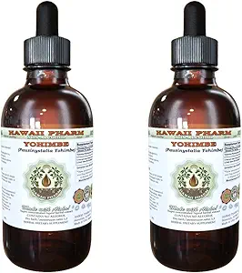 Hawaii Pharm Yohimbe Alkohol- Free Liquid Extract, Yohimbe Liquid (Pausinystalia Yohimbe) Tørret Bark Glycerite Natural Herbal Supplement, USA 2x2 fl.oz