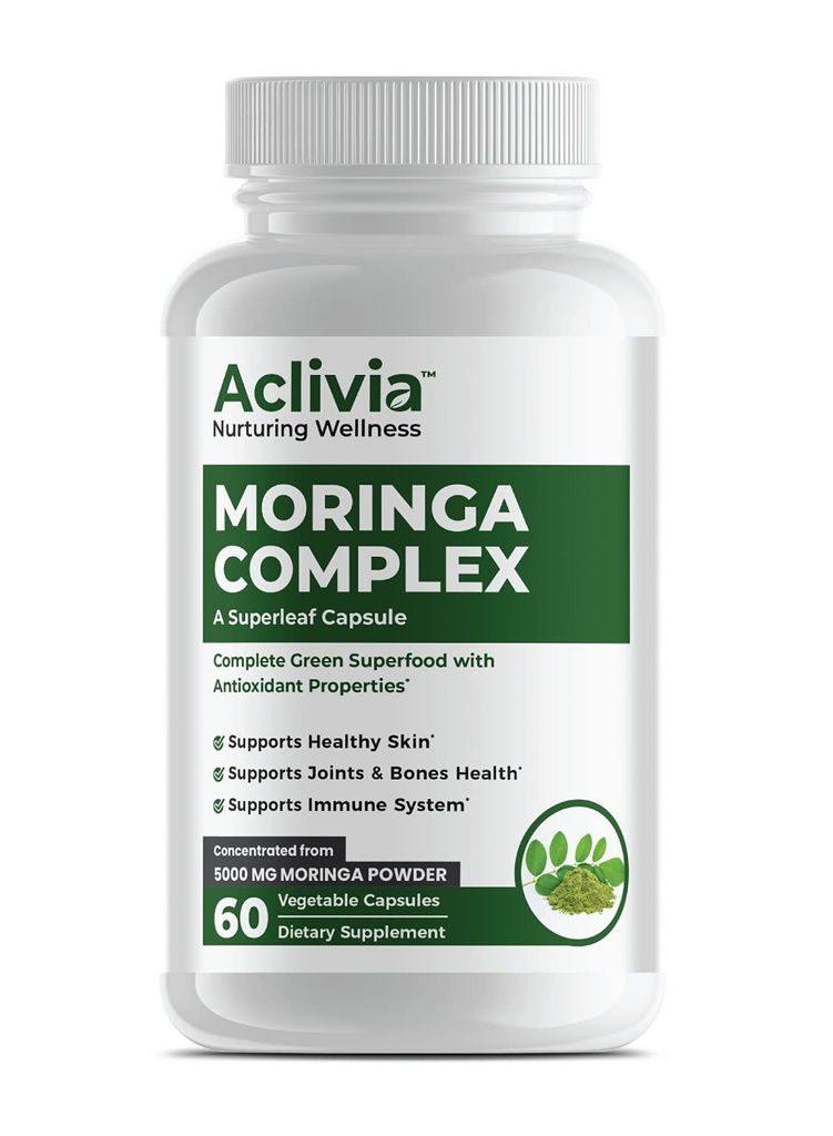 Moringa Complex - Maksimal styrke Moringa Oleifera Leaf & Seed supplement - Superfood kapsler med antioxidant egenskaber - 5000mg - 60 kapsler