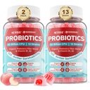 Probiotic + Prebiotic Gummies for Adults & Kids 4+, Sugar Free Chewable Probiotic 50Billion CFUs w/Fiber, Vitamin B1 B2 D3 & Zinc, for Digestive & Gut Health, Boost Microflora Diversity, Vegan 120 Cts