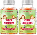 Vitamatic Kids Prebiotic Fiber Gummies – Extra Strength 4g Fiber – Zero Sugar Added – 60 Pectin-Based Gummies – Digestive Health & Regularity Support (Pack of 2)