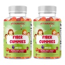 Vitamatic Kids Prebiotic Fiber Gummies – Extra Strength 4g Fiber – Zero Sugar Added – 60 Pectin-Based Gummies – Digestive Health & Regularity Support - 2 Pack