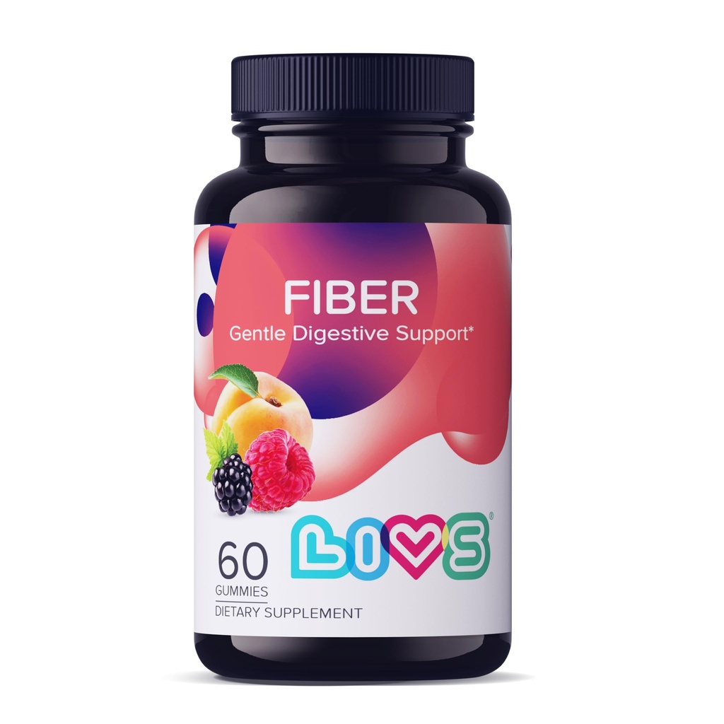 LIVS Fiber Gummies for Adults – Promote Digestive Support & Regularity | Gut Health & Smooth Digestion | Plant-Based Prebiotic | Non-GMO Fiber Supplement for Men & Women | 60 Count with 30 Servings