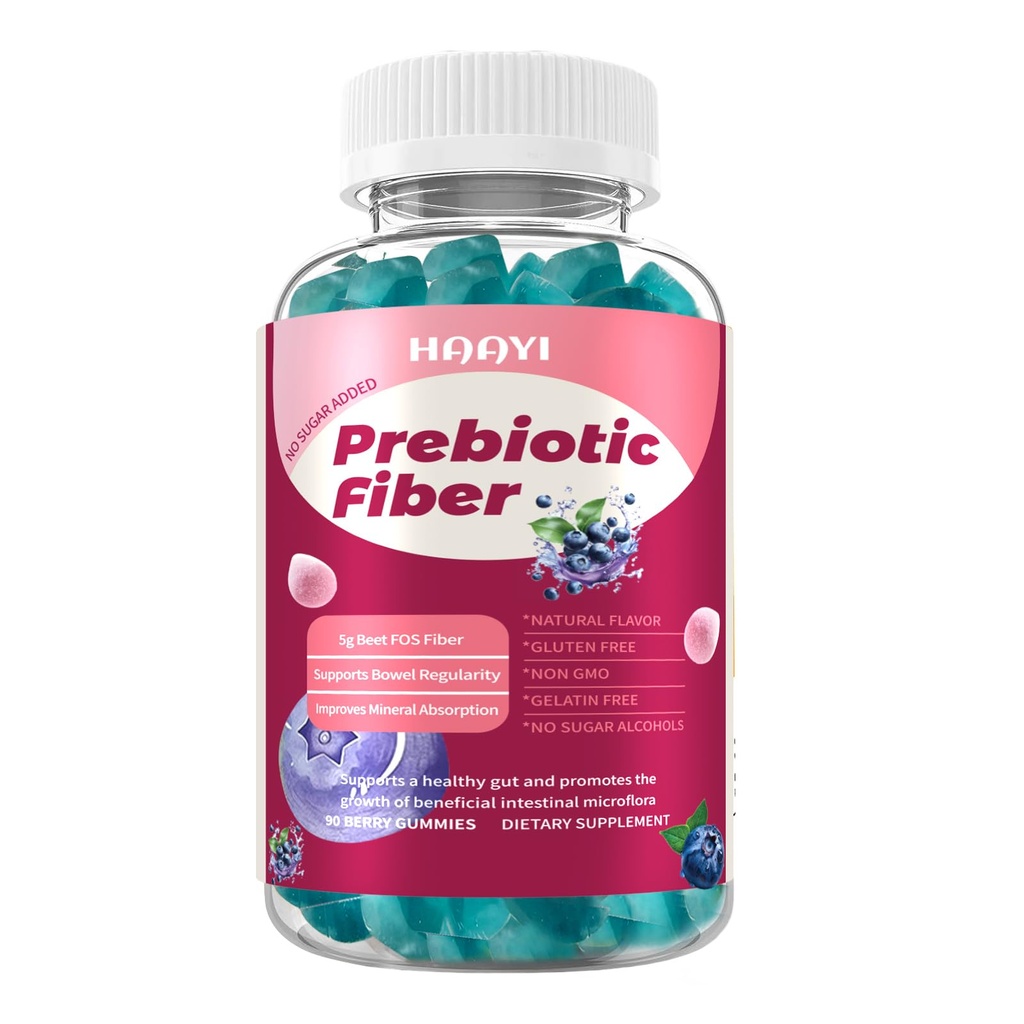 Prebiotic Fiber Supplement Gummies for Adults & Kids 5g beet FOS fiber- Gut Health & Digestive &Mineral Absorption,Soluble Fiber Supplement Gummies - Zero Sugar Added, Vegan, Gluten-Free -90 Count