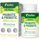 Probiotika til kvinder Men- 300 Millioner CFU, 24 Strops Probiotika + 15 Økologiske urter Prebiotika Blend, Pre og Probiotika, til fordøjelsessygdomme, immunforsvar & Gut, Diarré, Bloating, Vegan, 2 Måned Supply