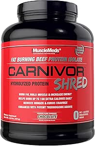 MuscleMeds Carnivor Shred Fat Burning Hydroliseret Beef Protein Isolate, 0 Lactose, 0 Sukker, 0 Fedt, Chokolade, 4.35 lbs
