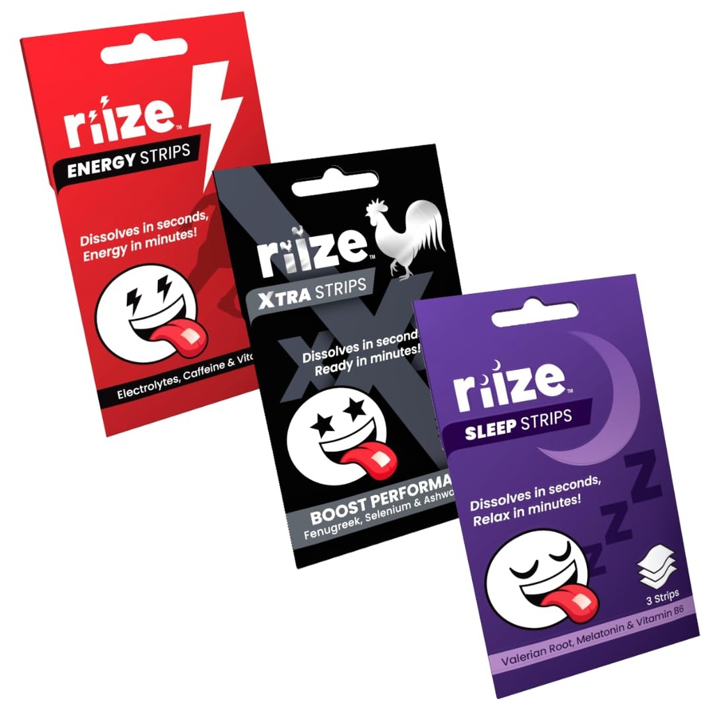 Riize Energy + Sleep + Xtra Strips – Daily Performance Trio