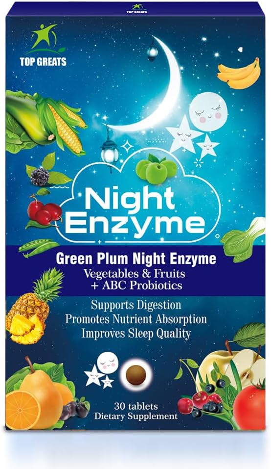 Night Enzyme, Daily Multi fordøjelsesenzymer, Green Plum Fruit and Grøntsager med Probiotika, Relief Bloating, Bedre søvn kvalitet, for mænd og kvinder, Promote fordøjelsessygdomme - 90 tabletter