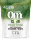 Om Mushroom Superfood Reishi Organic Mushroom Powder, 100 Servering, Organic Adaptogen Powder for Stress Relief og immunforsvar