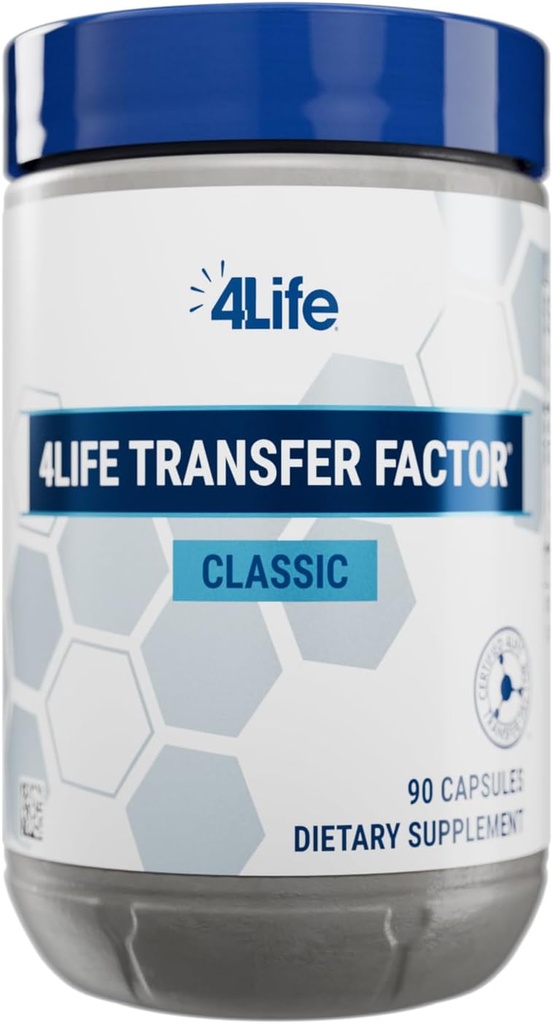 4Life Transfer Factor Classic - med Cow Colostrum til forbedret immunforsvar, anerkendelse og hukommelse - for alderen 2 og op - 90 Veggie kapsler