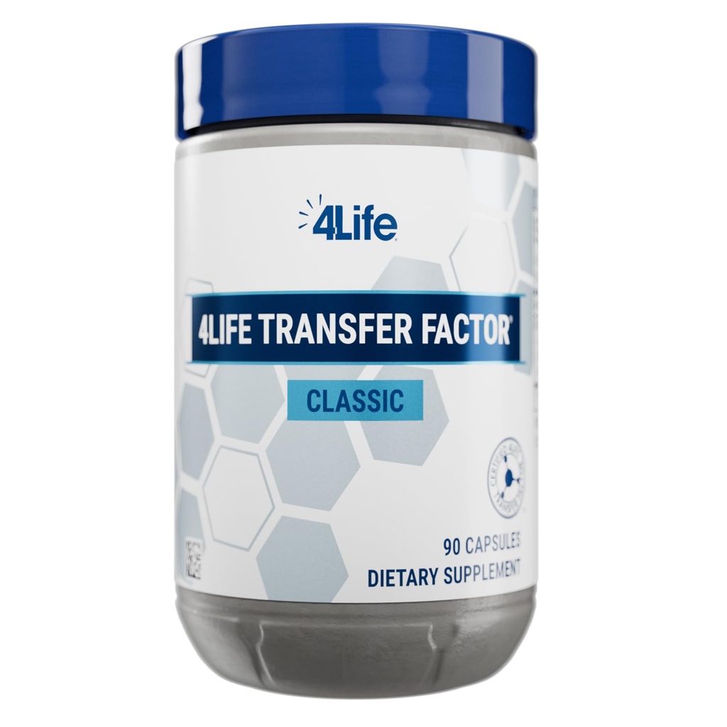 4Life Transfer Factor Classic - med Cow Colostrum til forbedret immunforsvar, anerkendelse og hukommelse - for alderen 2 og op - 90 Veggie kapsler