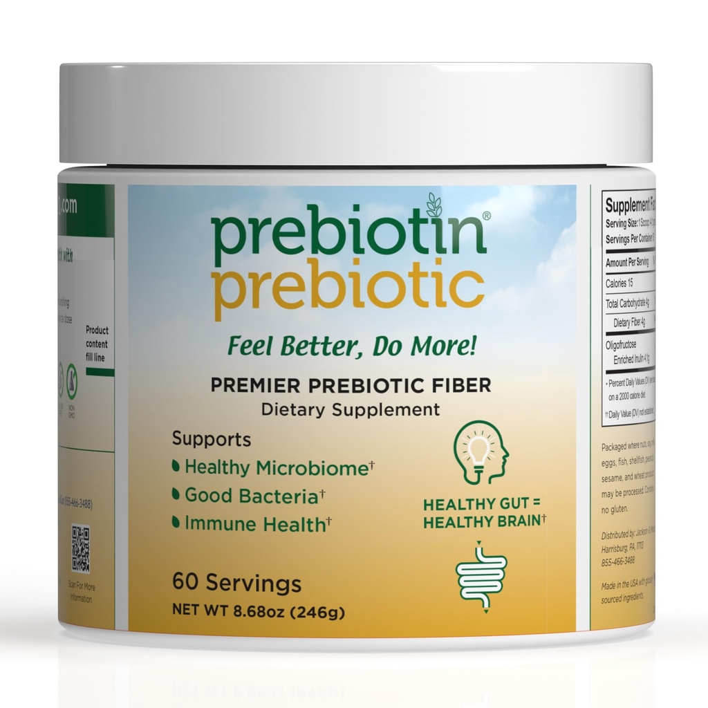 Prebiotin Prebiotic Fiber Supplement Powder � 8.68 oz � Supports Digestive Health � High Fiber, Boosts Probiotics, Reduces Hunger � All-Natural, Gluten-Free