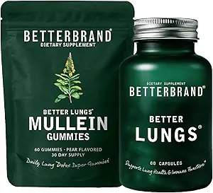 Betterbrand Better Lungs Health Pack - BetterLungs & Mullein Gummies - Komplet Respiratory Wellness Pack: BetterLungs & Mullein Gummies - 30 dages forsyning