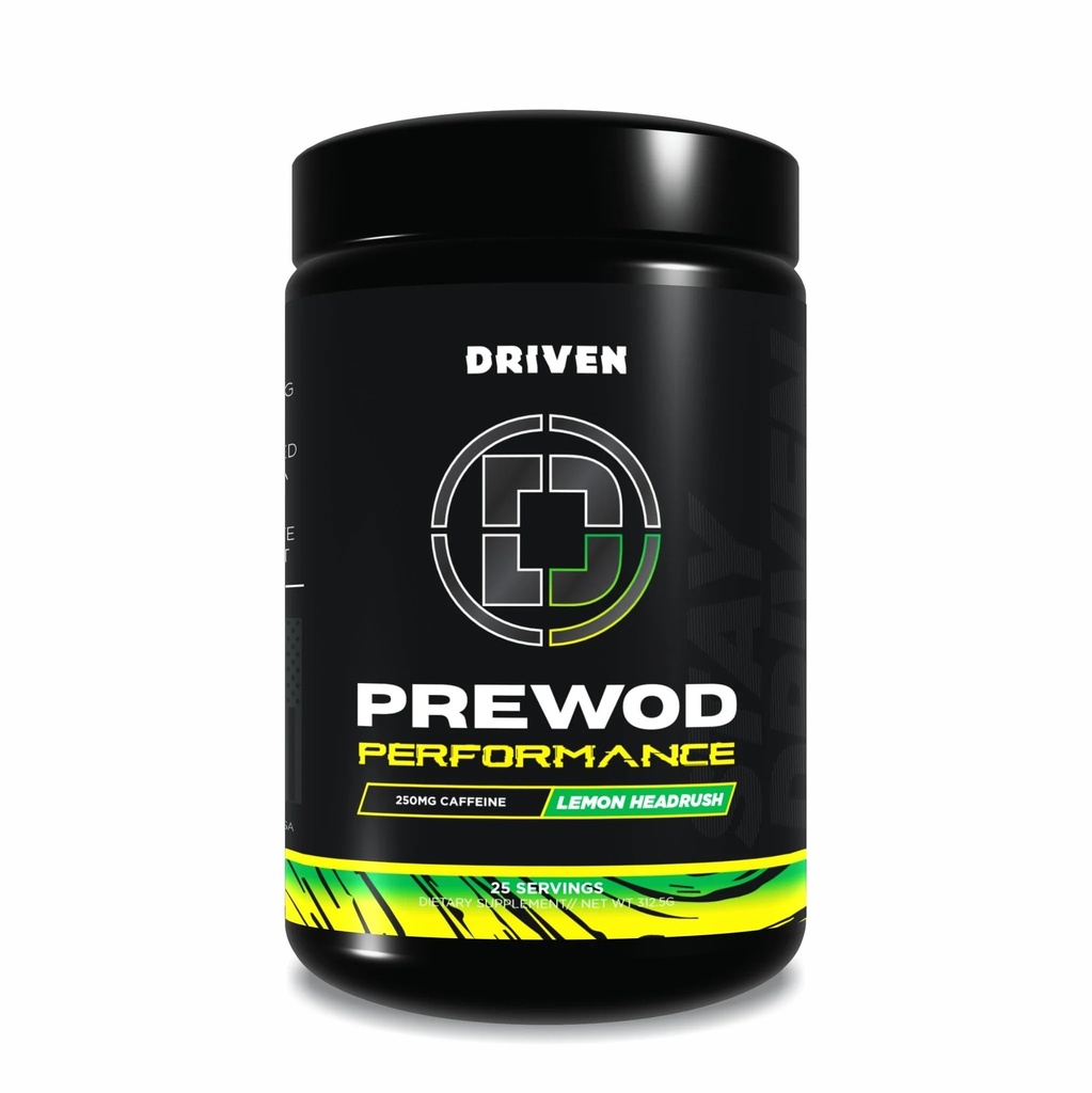 Driven PREWOD Energy Drink Powder, 25 Servings - Pre-Workout Supplement wit- Boosts Energy, Focus, Strength, & Endurance for High-Intensity Training (Performace, Lemon Headrush)